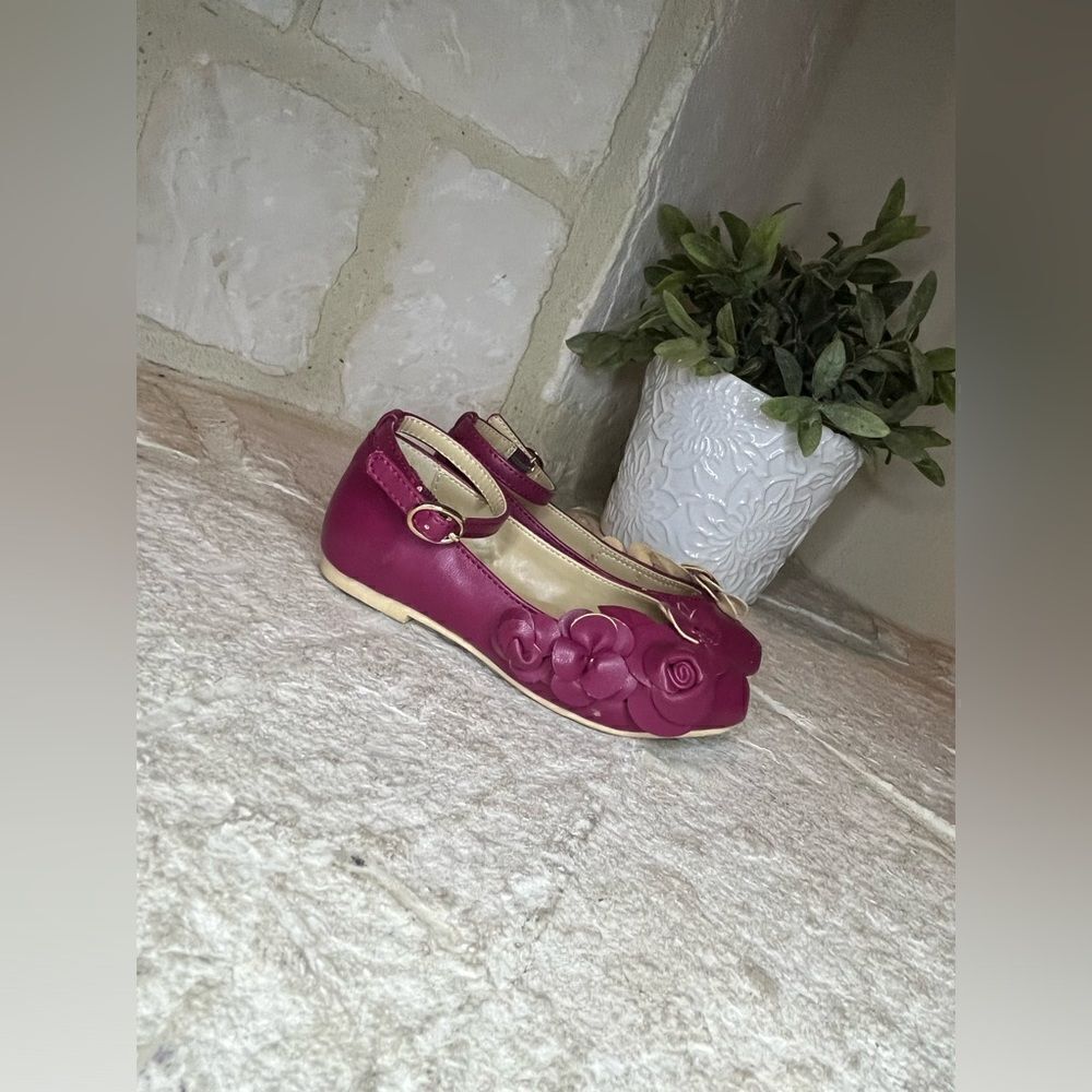 Janie and Jack Danity berry flower flats sz 7